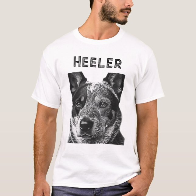 Camiseta Heeler (Perro Blue Heeler) Primer Plano  (Anverso)