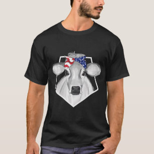 Camiseta Heifer and USA Bandera Blouse Farm Cow