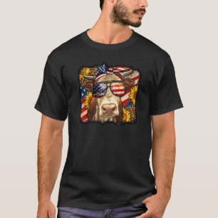 Camiseta Heifer Cow Bandera Americana 4 de Julio Leopard Su