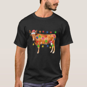 Camiseta Heifer Cow Navidades Ilumina Funny Santa Hat Merry