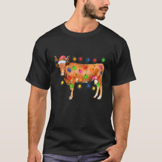Camiseta Heifer Cow Navidades Ilumina Funny Santa Hat Merry