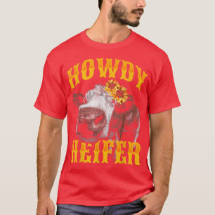 Camiseta Heifer Female Cow Print Sunflower para Cow Farmer 