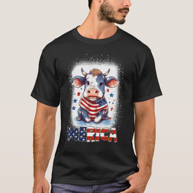 Camiseta Heifer Patriotic Cow 4th of July Fireworks Moorica (Anverso)