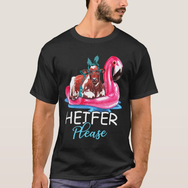 Camiseta Heifer Please Funny Flamingo Float Bandana Cow Far (Anverso)