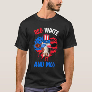 Camiseta Heifer Red White Moo Highland Cow 4 De Julio Infie