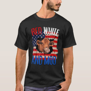 Camiseta Heifer Red White Moo Highland Cow 4 de Julio Infie