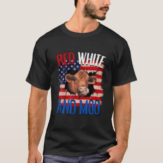 Camiseta Heifer Red White Moo Highland Cow 4 De Julio Infie