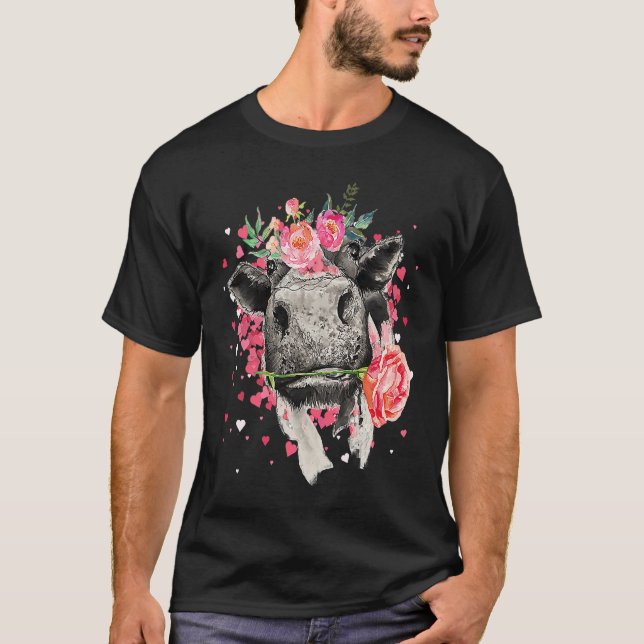 Camiseta Heifer Valentines Day Western Highland Cow  1 (Anverso)