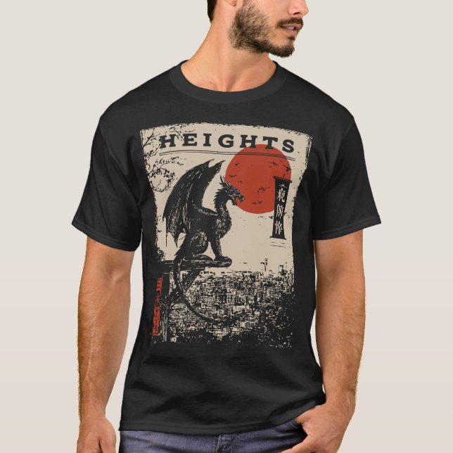 Camiseta Heights Dragon Fantasy Adventure Vintage Design (Anverso)