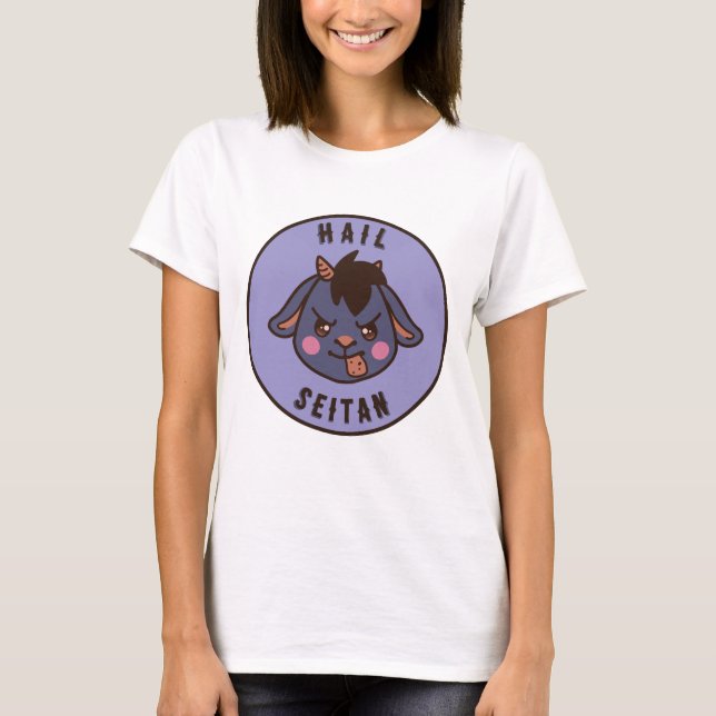 Camiseta Heil Seitan Cute Gracioso Vegan Goat Shirt (Anverso)