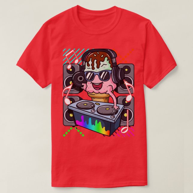 Camiseta Helado Cream Cone DJ Dance Música Hip Hop Electrón (Diseño del anverso)