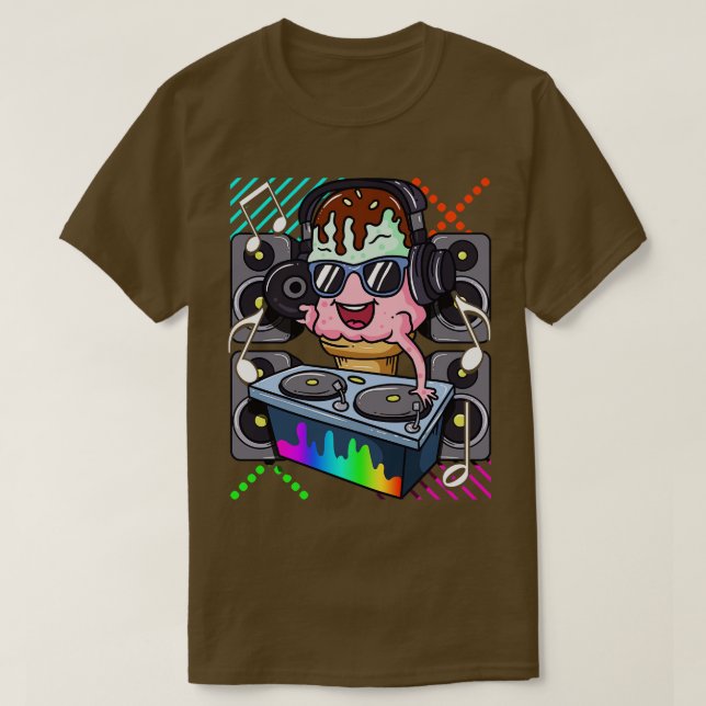 Camiseta Helado Cream Cone DJ Dance Música Hip Hop Electrón (Diseño del anverso)