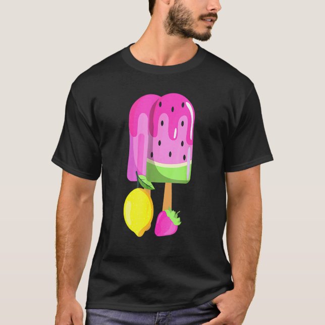 Camiseta Helado Cream sandía Fresa Limón Hielo Pop Rosa (Anverso)