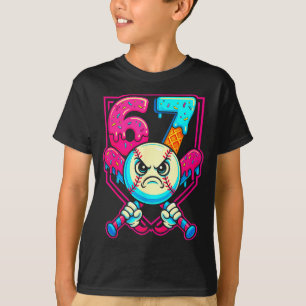 Camiseta Helado de béisbol goteo número 67 seis siete meme