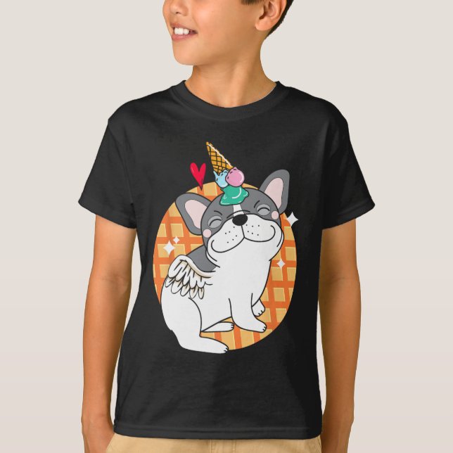 Camiseta Helado de Bulldog Francés Cumpleaños de Frenchie  (Anverso)