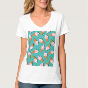 Camiseta helado de conos de gofre y patrón de yogur congela