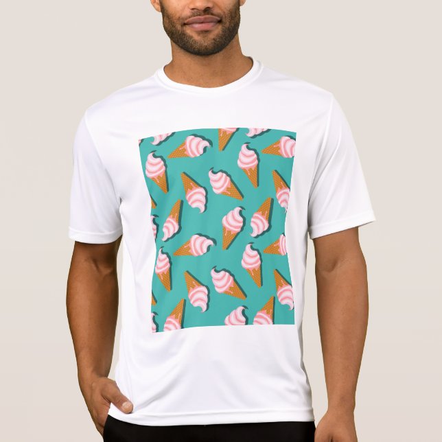 Camiseta Helado de conos de gofre y patrón de yogur congela (Anverso)