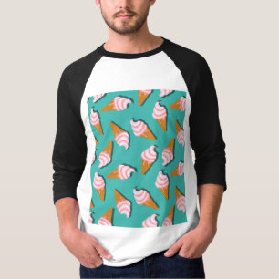 Camiseta helado de conos de gofre y patrón de yogur congela