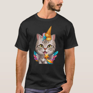 Camiseta Helado de hielo de gato de tabla plateada Unicorni
