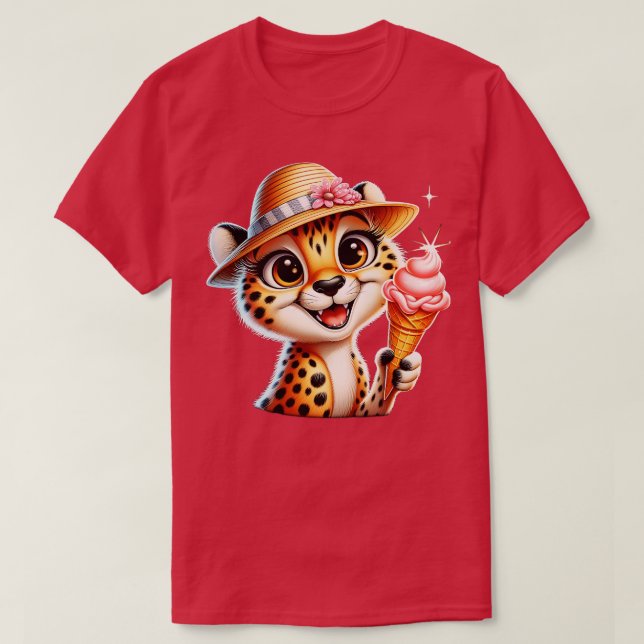 Camiseta Helado de leopardo de chita dulce vibraciones de v (Diseño del anverso)