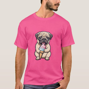Camiseta Helado de pug lamiendo