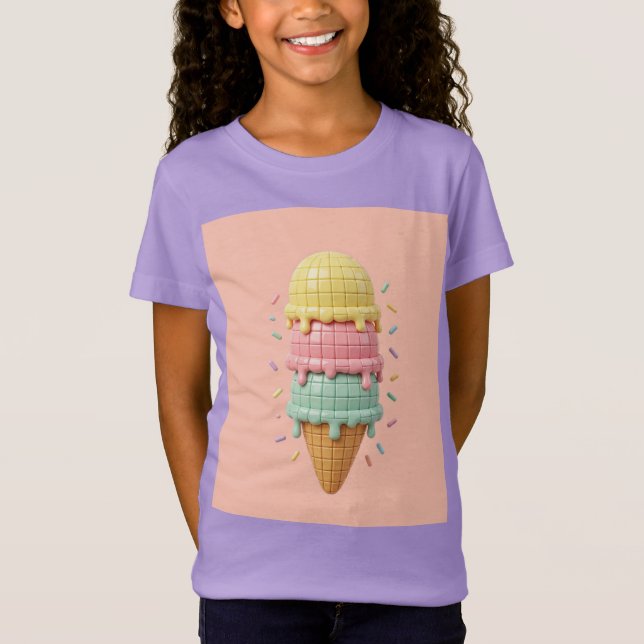 Camiseta Helado - fondo rosa melocotón  (Anverso)