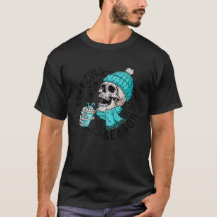 Camiseta Helado invierno temporada Skull beber café moro