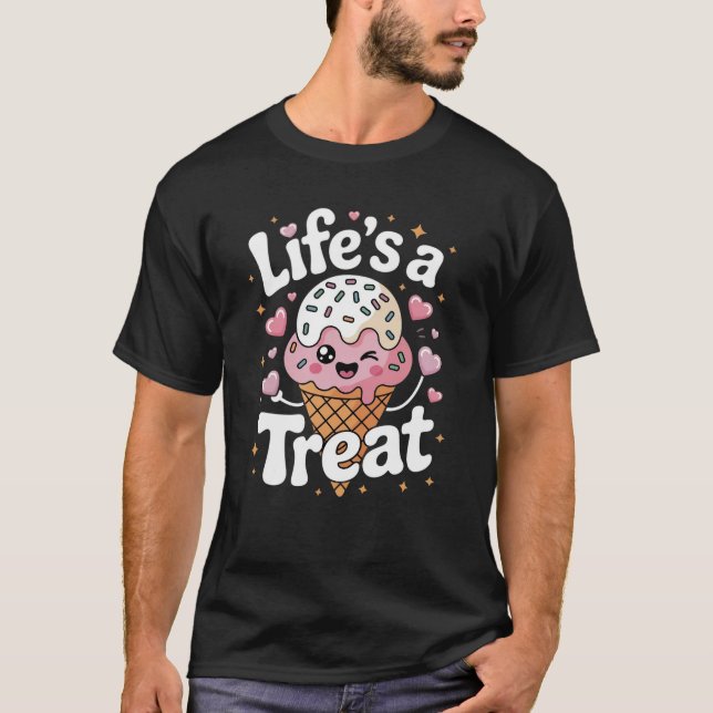 Camiseta Helado Kawaii Dulce Cumpleaños de Verano (Anverso)