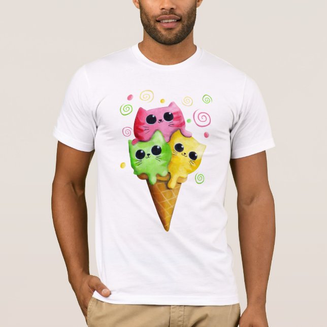 Camiseta Helado lindo de gato del gatito (Anverso)
