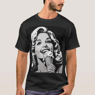Camiseta Helado Rubia Estilo Cómic Gráfico BW 50s