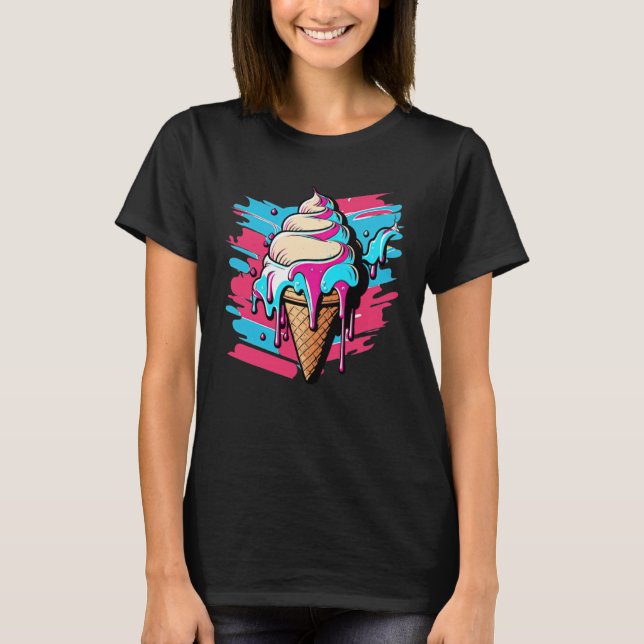 Camiseta Helado Synthwave 80s Retrowave Estética  1 (Anverso)