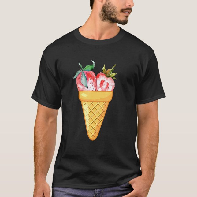 Camiseta Helados De Fresa - Colección De Frutas Y Helados (Anverso)