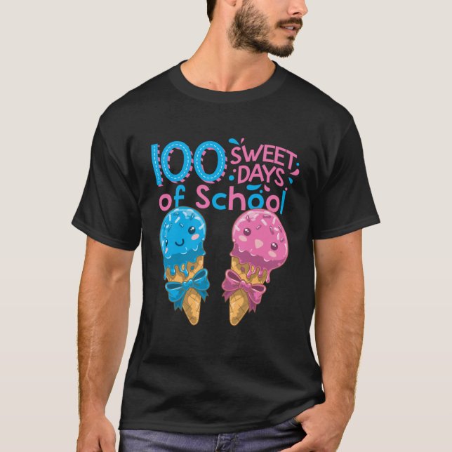 Camiseta Helados lindos 100 días dulces de niñas de escuela (Anverso)