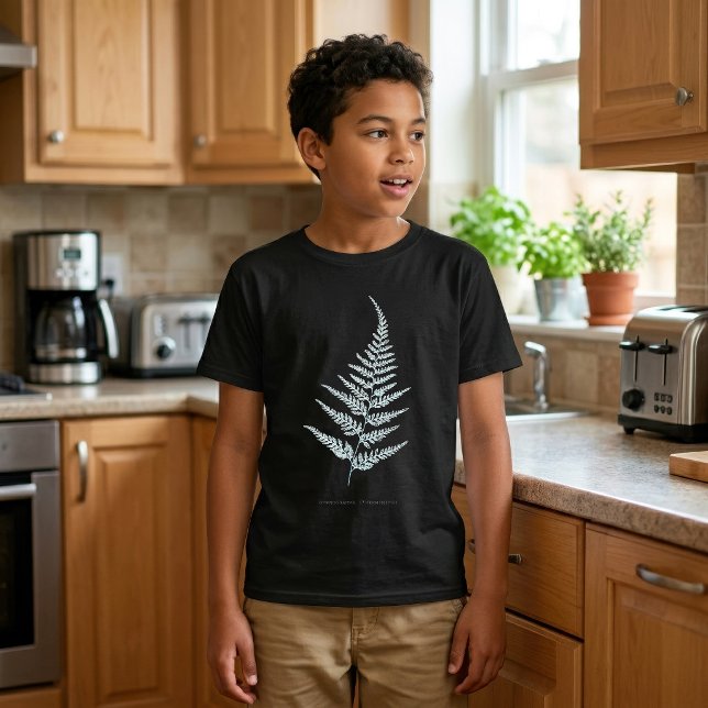 Camiseta Helecho dorado de la isla, Pityrogramma chrysophyl (Island Goldback Fern, Pityrogramma chrysophylla. Boy Basic Black T-Shirt)