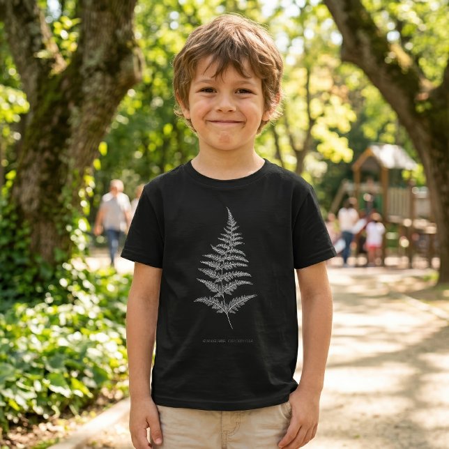 Camiseta Helecho Dorado, Gymnogramma Chrysophylla (Golden Fern Frond, Gymnogramma Chrysophylla. Boy Basic Black T-Shirt)