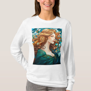 Camiseta Helena - Mujer rubia oscura en estilo Art Nouveau