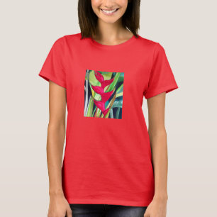 Camiseta Heliconia Lobster Claw flor de acuarcolía tropical