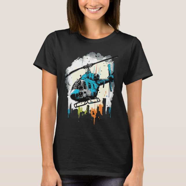 Camiseta Helicopter over the city  graffiti (Anverso)