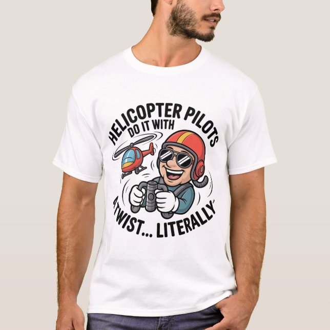 Camiseta Helicopter Pilot Cartoon Mascot (Anverso)