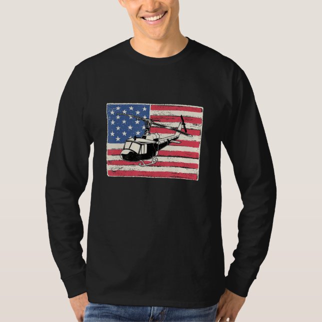 Camiseta Helicopter pilot for men gift american flag patrio (Anverso)