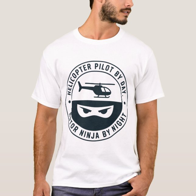 Camiseta Helicopter Pilot Rotor Ninja Minimalist Badge (Anverso)