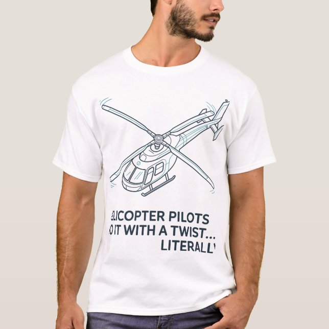 Camiseta Helicopter Rotor System Blueprint – Pilot Humor  (Anverso)