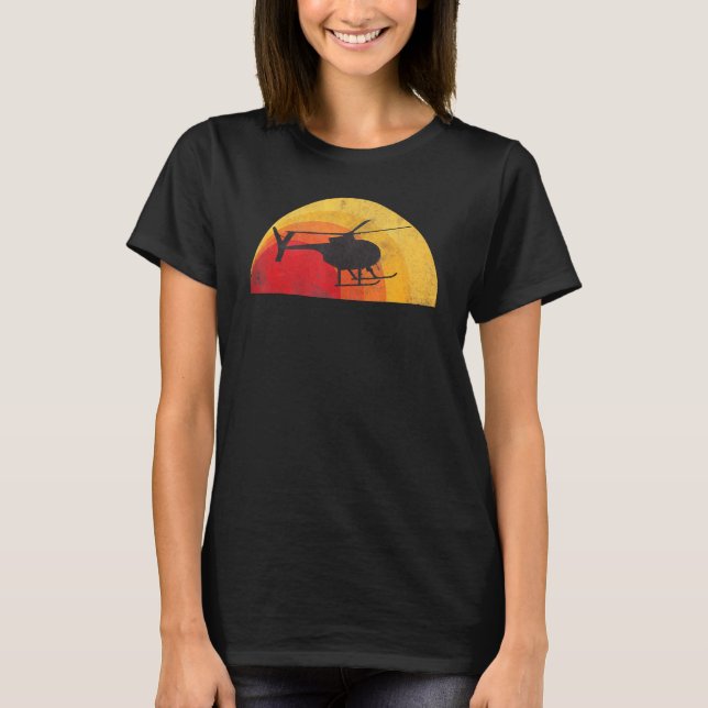 Camiseta Helicopter Silhouette Md 500 Sunset Pilot (Anverso)