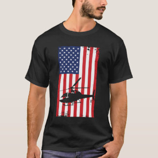 Camiseta Helicóptero American Flag Pilot Aviation Flying He