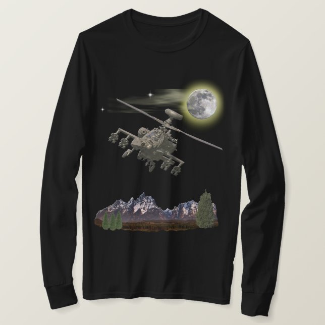 Camiseta helicóptero apache militar T-Shirt (Anverso del diseño)