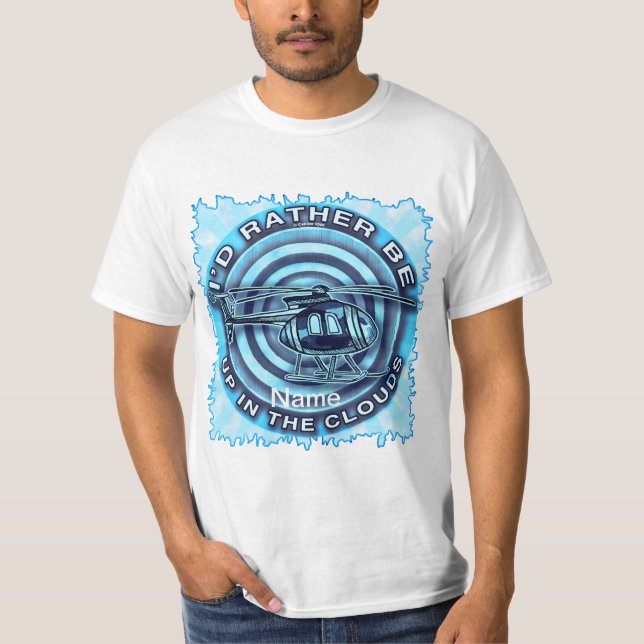 Camiseta Helicóptero azul nubes (Anverso)