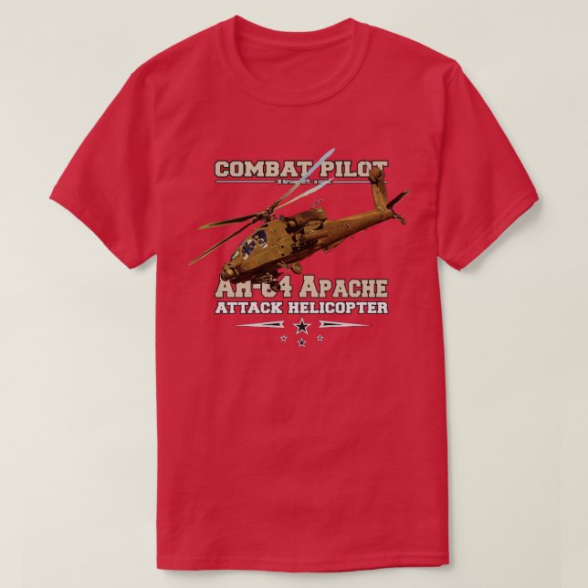 Camiseta helicóptero de ataque AH64 Apache 1 (Diseño del anverso)