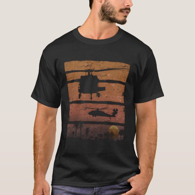 Camiseta Helicóptero de Medevac del atardecer del atardecer (Anverso)