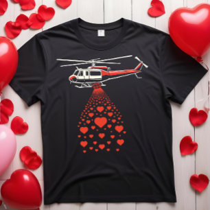 Camiseta Helicóptero derramando corazones por amor