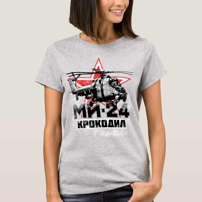 Camiseta Helicóptero grande de la Unión Soviética Mi-24 (Anverso)
